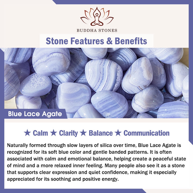 Buddha Stones Natuurlijke blauwe agaat ronde Ring - image 7