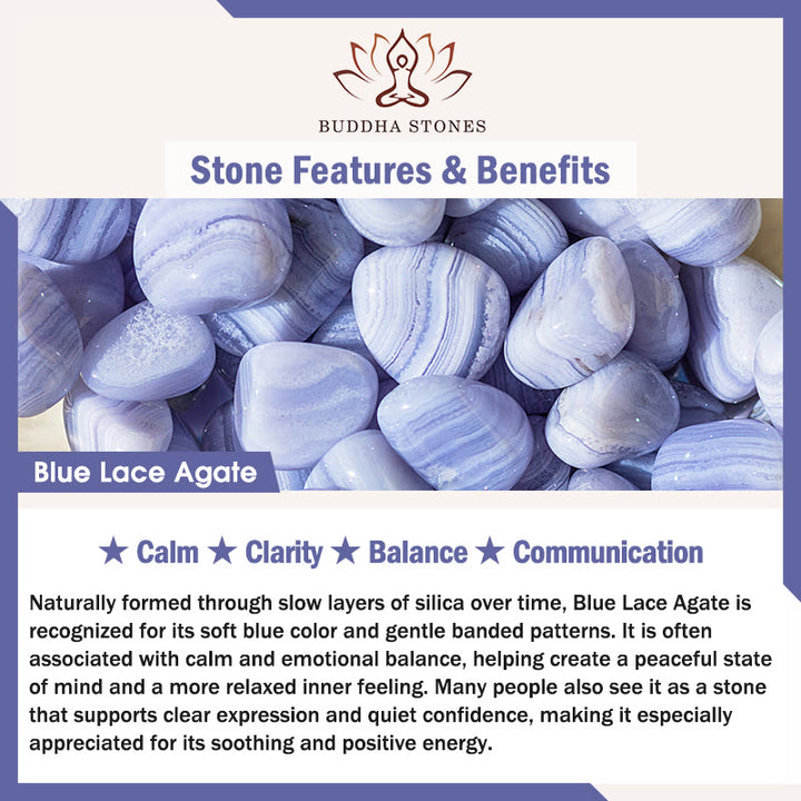Buddha Stones Natuurlijke blauwe agaat ronde Ring - image 7