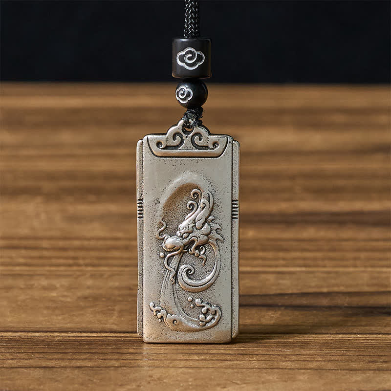 Buddha Stones Koperen hanger met zilveren drakentouw Ketting - Draak - image 0