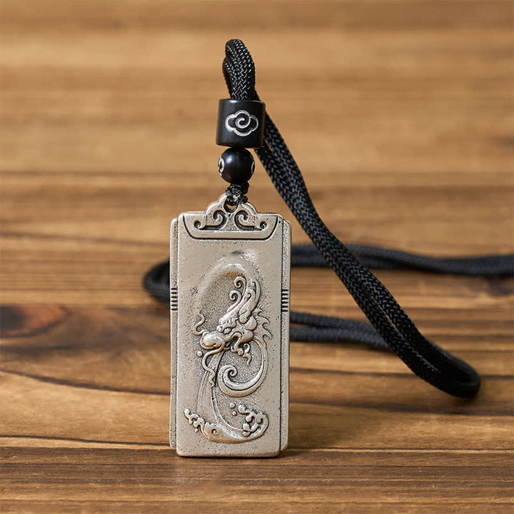 Buddha Stones Koperen hanger met zilveren drakentouw Ketting - image 4