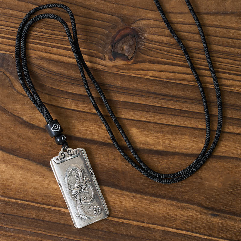 Buddha Stones Koperen hanger met zilveren drakentouw Ketting - image 1