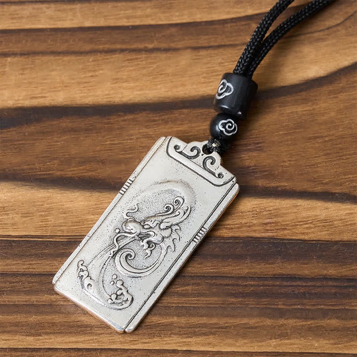 Buddha Stones Koperen hanger met zilveren drakentouw Ketting - image 3