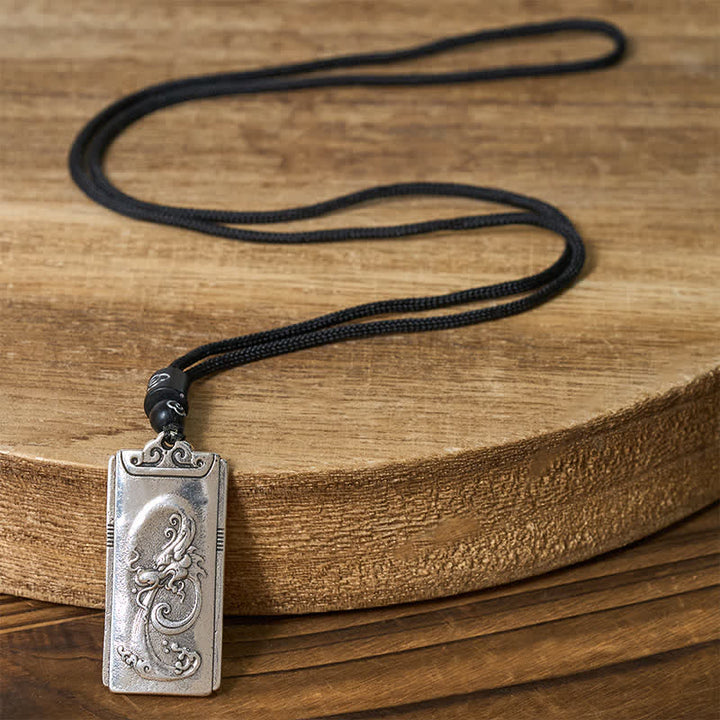 Buddha Stones Koperen hanger met zilveren drakentouw Ketting - image 2