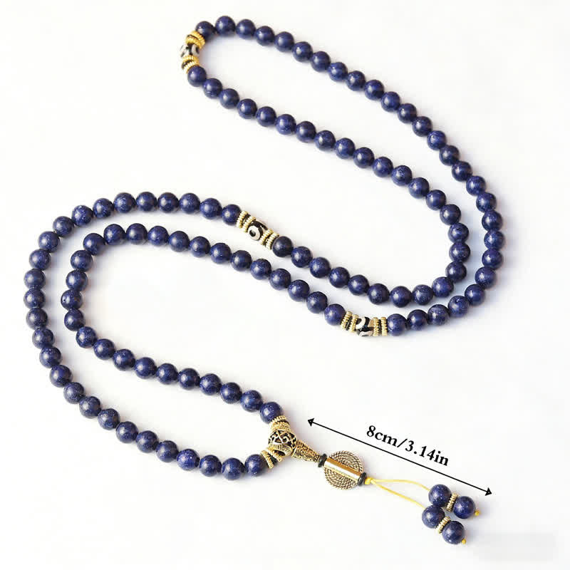 Buddha Stones 108 kralen van lazuriet, lapis lazuli, drieoogige dzi-kralen, positieve Mala - image 4