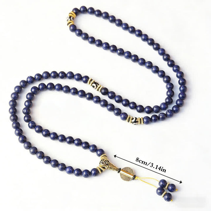 Buddha Stones 108 kralen van lazuriet, lapis lazuli, drieoogige dzi-kralen, positieve Mala - image 4