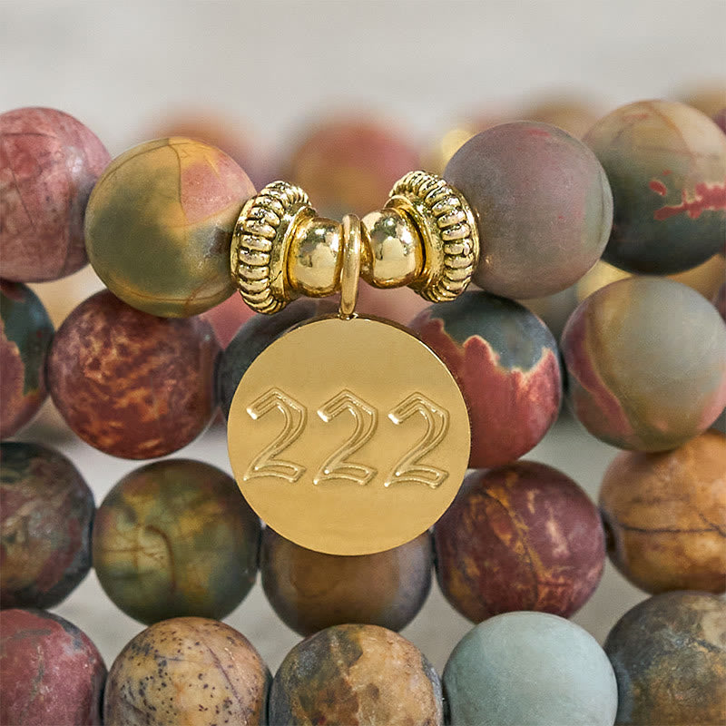 Buddha Stones 222 Engelengetal 108 Mala Kralen Picasso Jaspis Steen Energie Mala - image 5