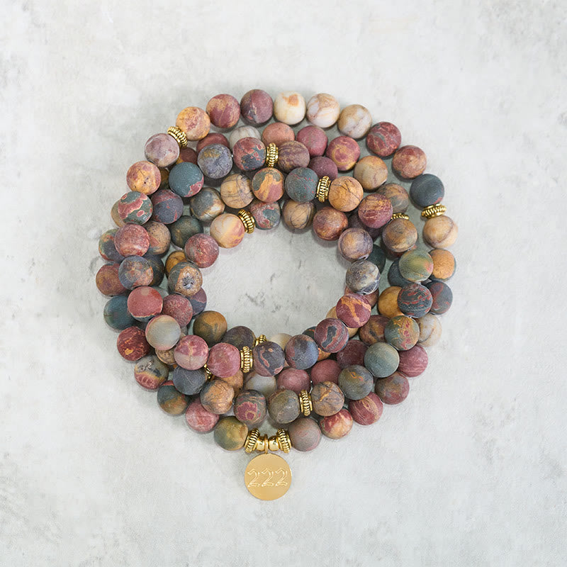 Buddha Stones 222 Engelengetal 108 Mala Kralen Picasso Jaspis Steen Energie Mala - image 1