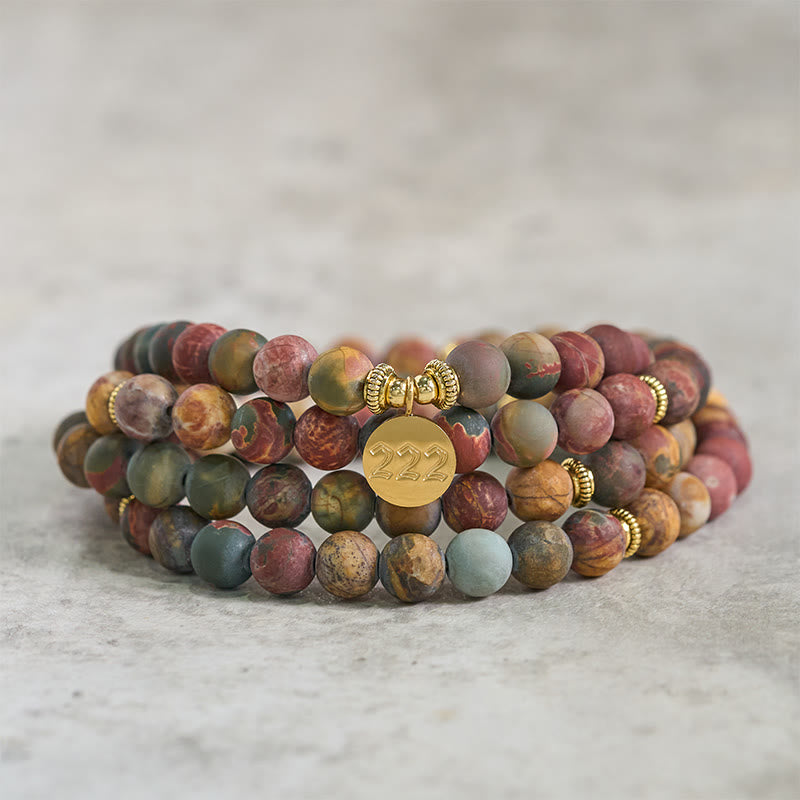 Buddha Stones 222 Engelengetal 108 Mala Kralen Picasso Jaspis Steen Energie Mala - image 2