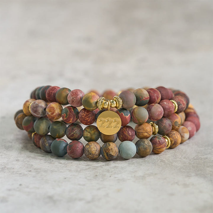 Buddha Stones 222 Engelengetal 108 Mala Kralen Picasso Jaspis Steen Energie Mala - image 2