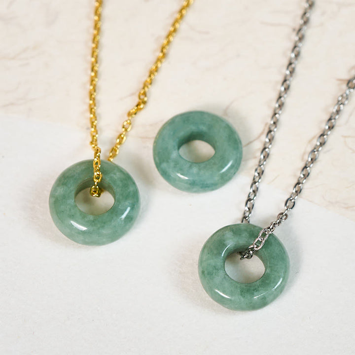 Buddha Stones Groene jade vredesgesp telraam geluk Ketting - image 0