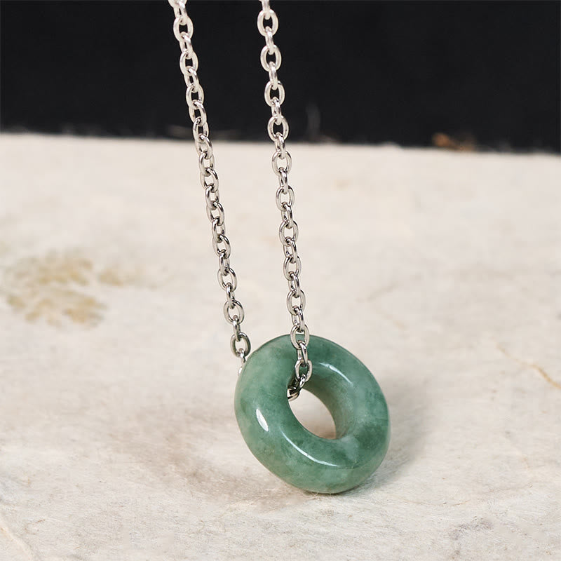 Buddha Stones Groene jade vredesgesp telraam geluk Ketting - Natuurlijke jade (kleur en afmetingen kunnen variëren) - Zilver - image 8