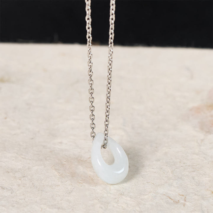 Buddha Stones Waterdruppelvormige hanger van witte jade voor een Ketting - image 8
