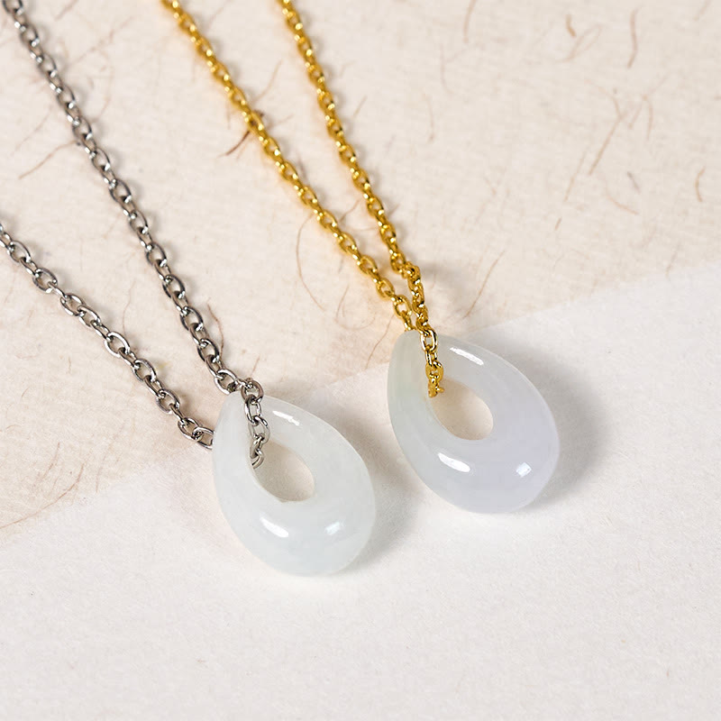 Buddha Stones Waterdruppelvormige hanger van witte jade voor een Ketting - image 1