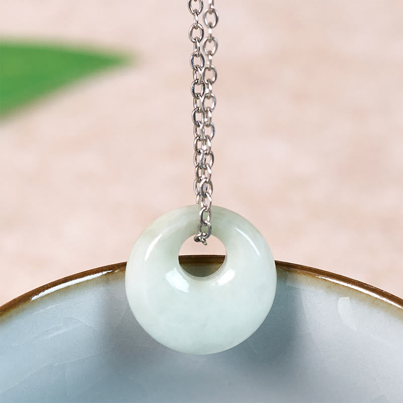 Buddha Stones Ketting met ronde gesp en jade symbool voor geluk - Natuurlijke jade (kleur en afmetingen kunnen variëren) - Zilver - image 7