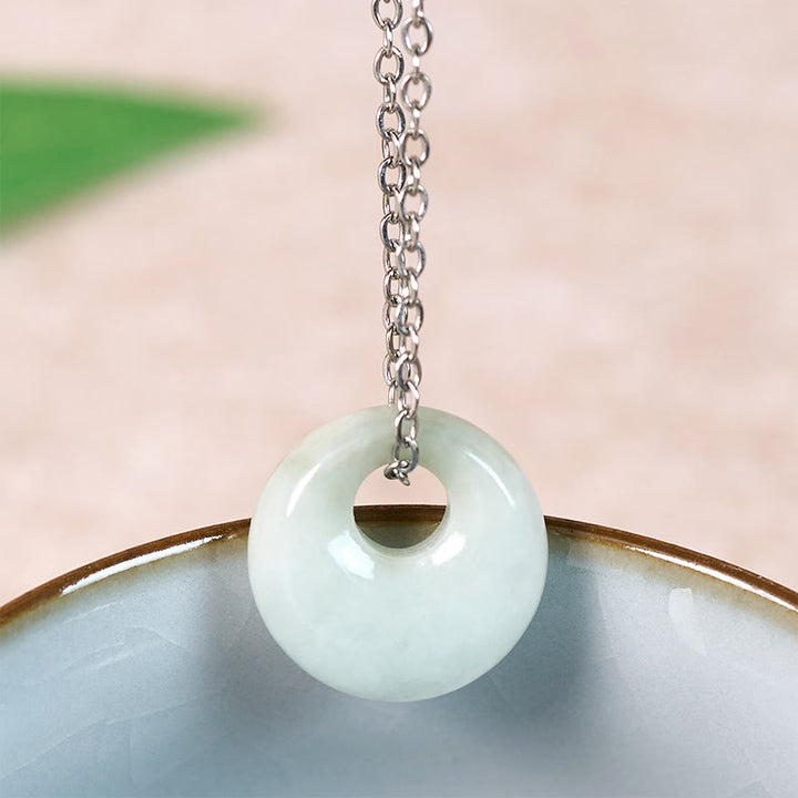 Buddha Stones Ketting met ronde gesp en jade symbool voor geluk - Natuurlijke jade (kleur en afmetingen kunnen variëren) - Zilver - image 7