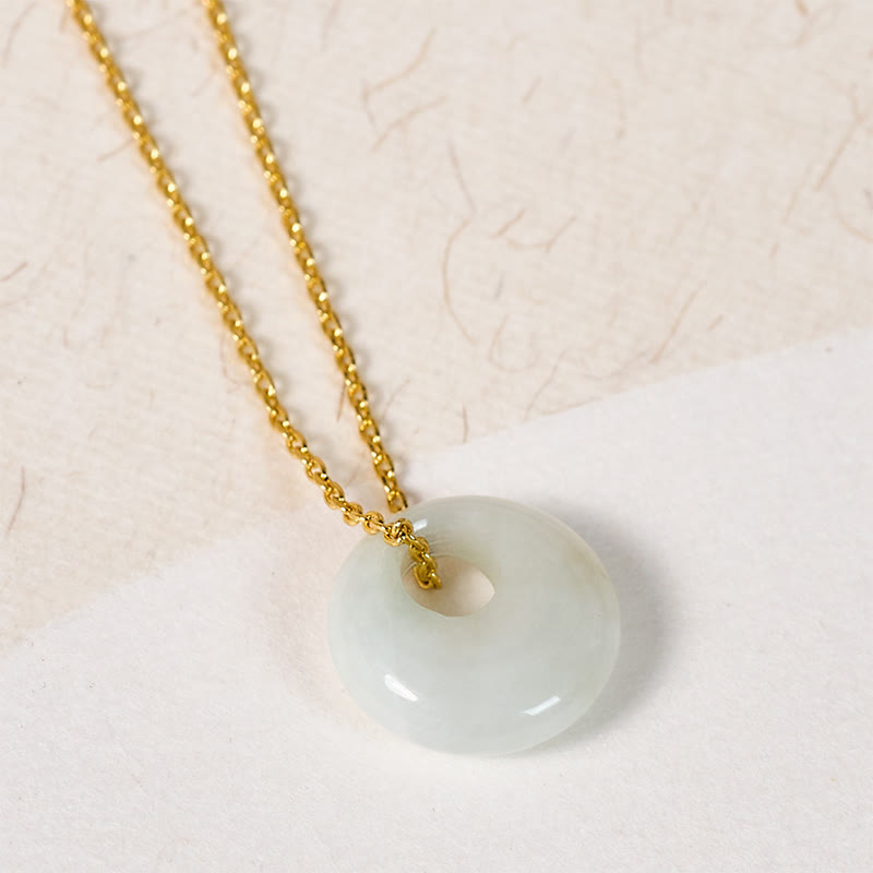 Buddha Stones Ketting met ronde gesp en jade symbool voor geluk - image 1