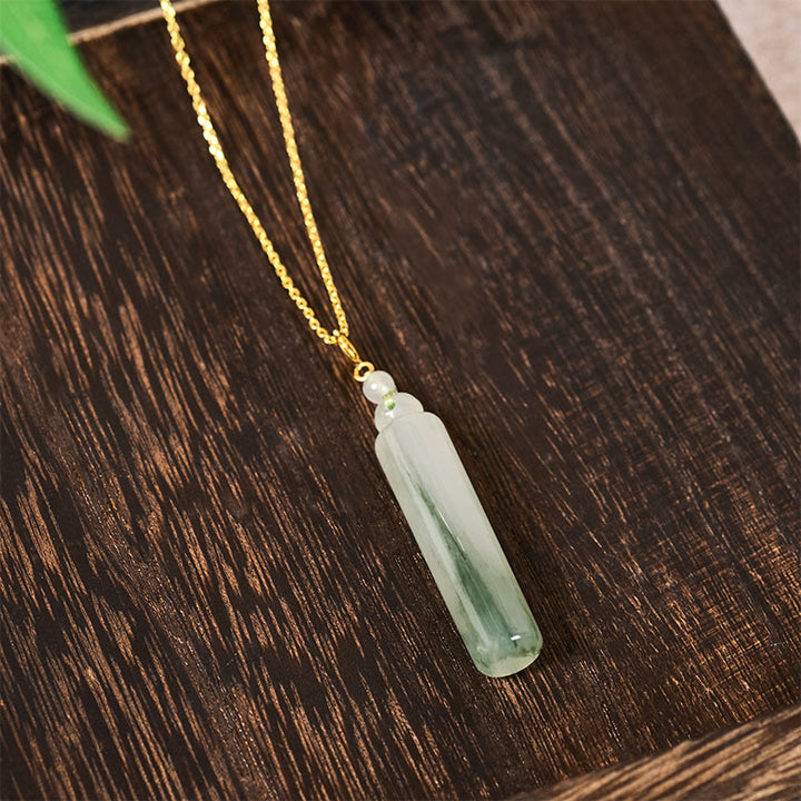 Buddha Stones Ketting van jade met cilindervormig patroon voor geluk - image 4