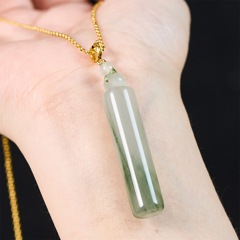 Buddha Stones Ketting van jade met cilindervormig patroon voor geluk - image 7