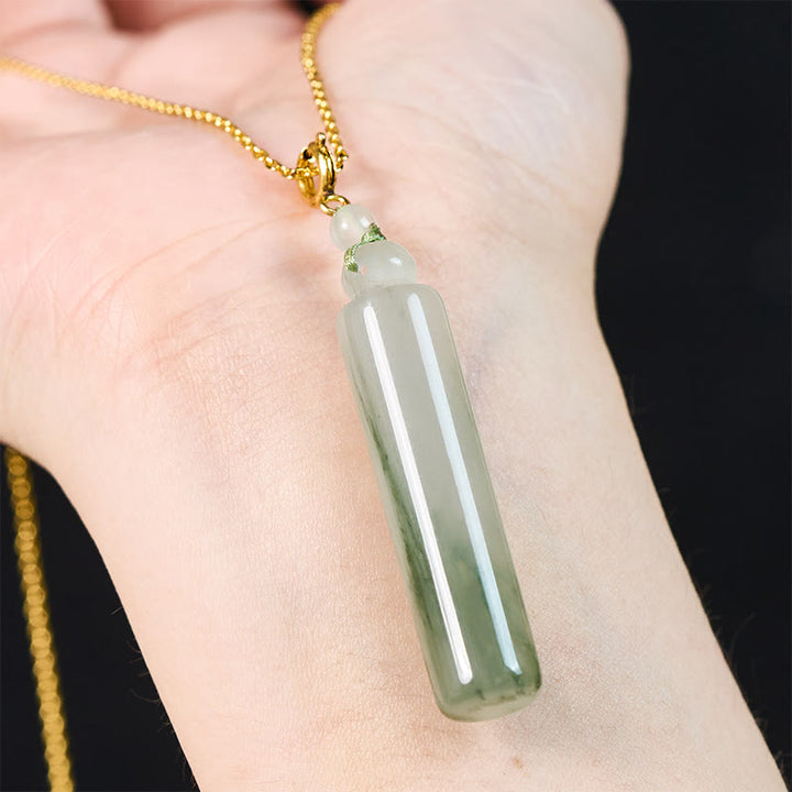 Buddha Stones Ketting van jade met cilindervormig patroon voor geluk - image 7