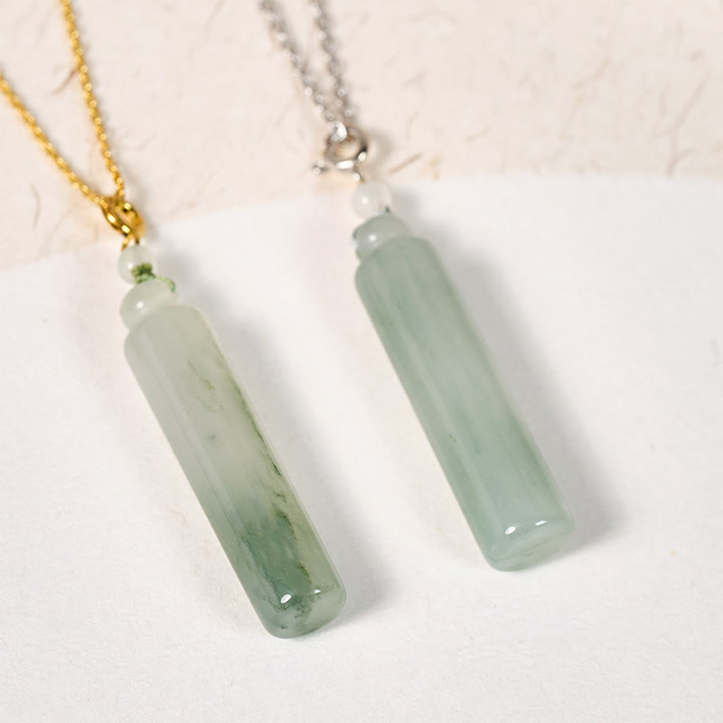 Buddha Stones Ketting van jade met cilindervormig patroon voor geluk - image 0