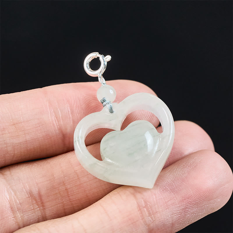 Buddha Stones Ketting van hol liefdeshart van jade met symbool voor overvloed. - image 12