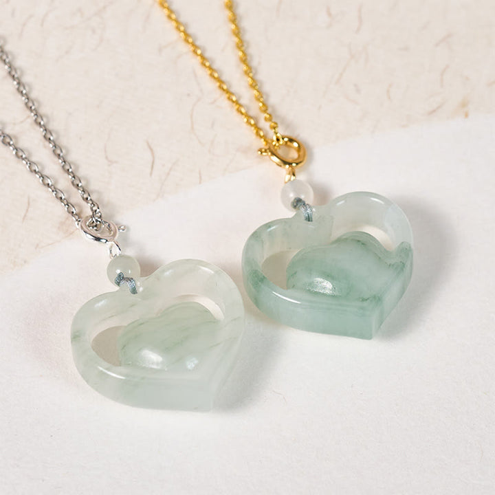 Buddha Stones Ketting van hol liefdeshart van jade met symbool voor overvloed. - image 13