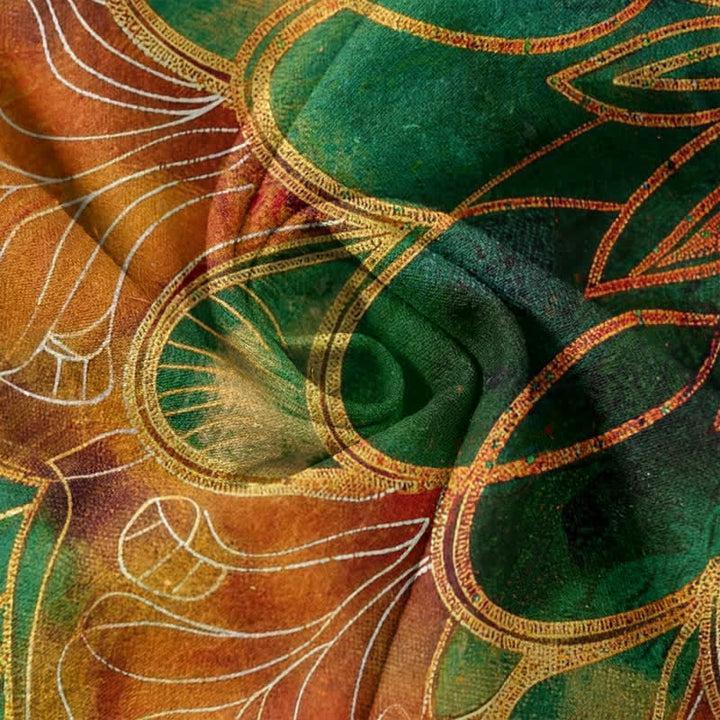 Buddha Stones Damesbroek van 100% Cotton met gouden mandala-patroon, elastische Taille en Zakken. - image 4