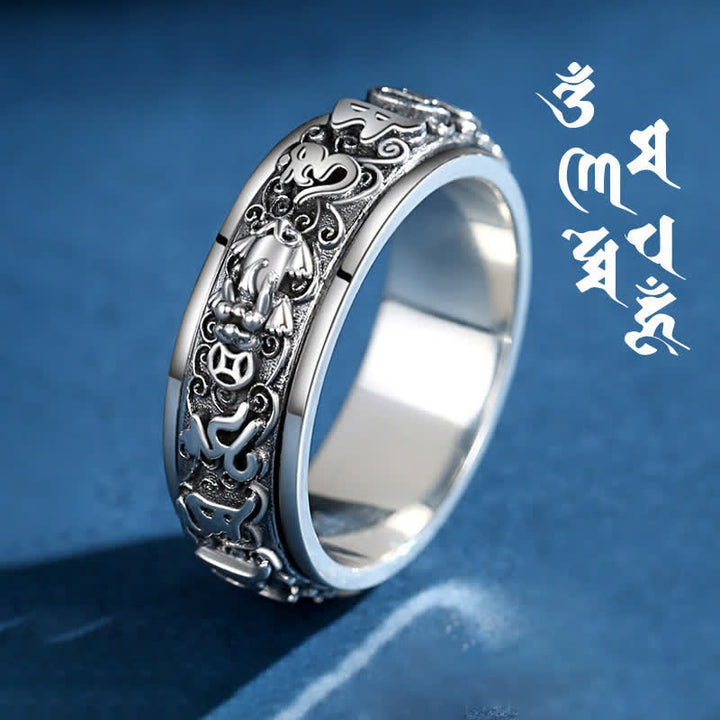 Buddha Stones PiXiu Om Mani Padme Hum koperen draaibare Ring - 21,6 mm - image 0