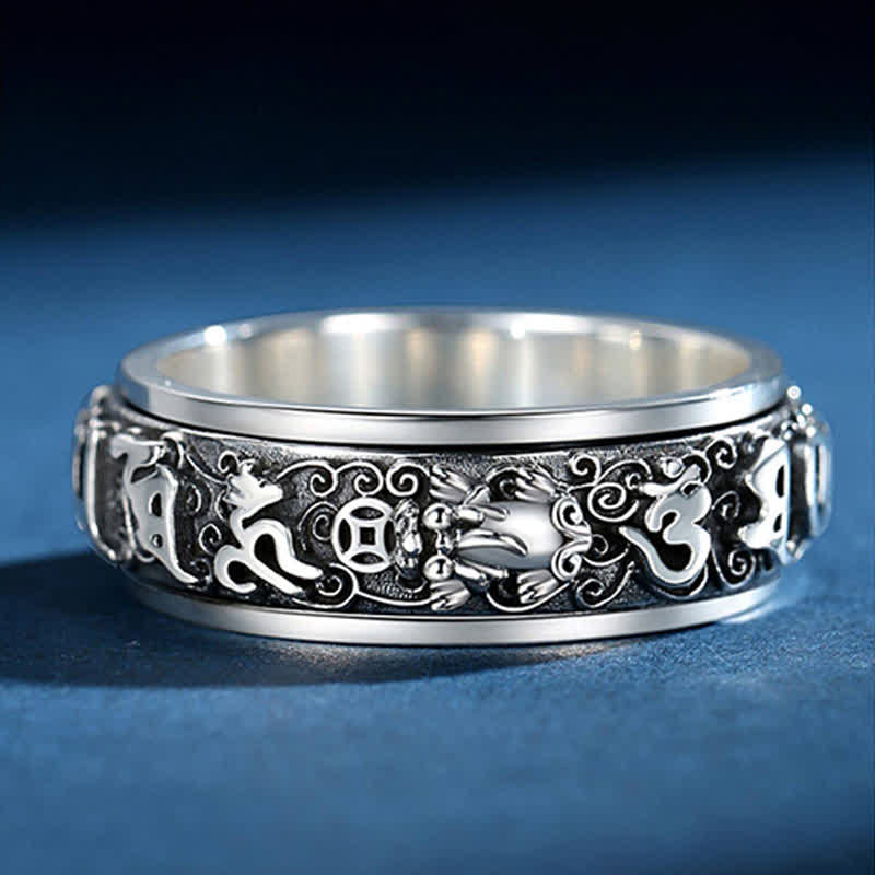 Buddha Stones PiXiu Om Mani Padme Hum koperen draaibare Ring - image 3