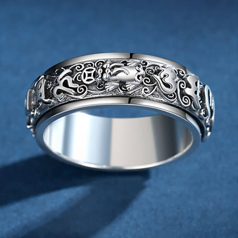 Buddha Stones PiXiu Om Mani Padme Hum koperen draaibare Ring - image 9