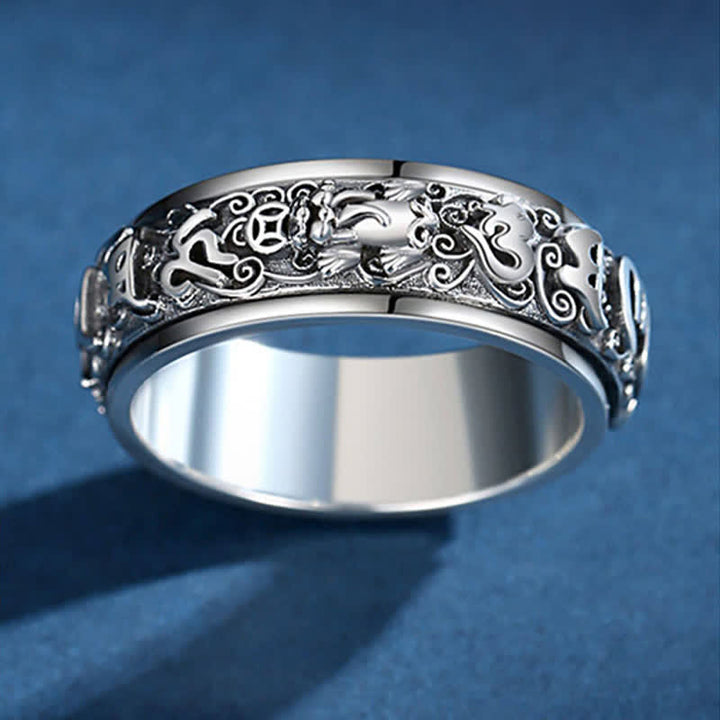 Buddha Stones PiXiu Om Mani Padme Hum koperen draaibare Ring - image 9