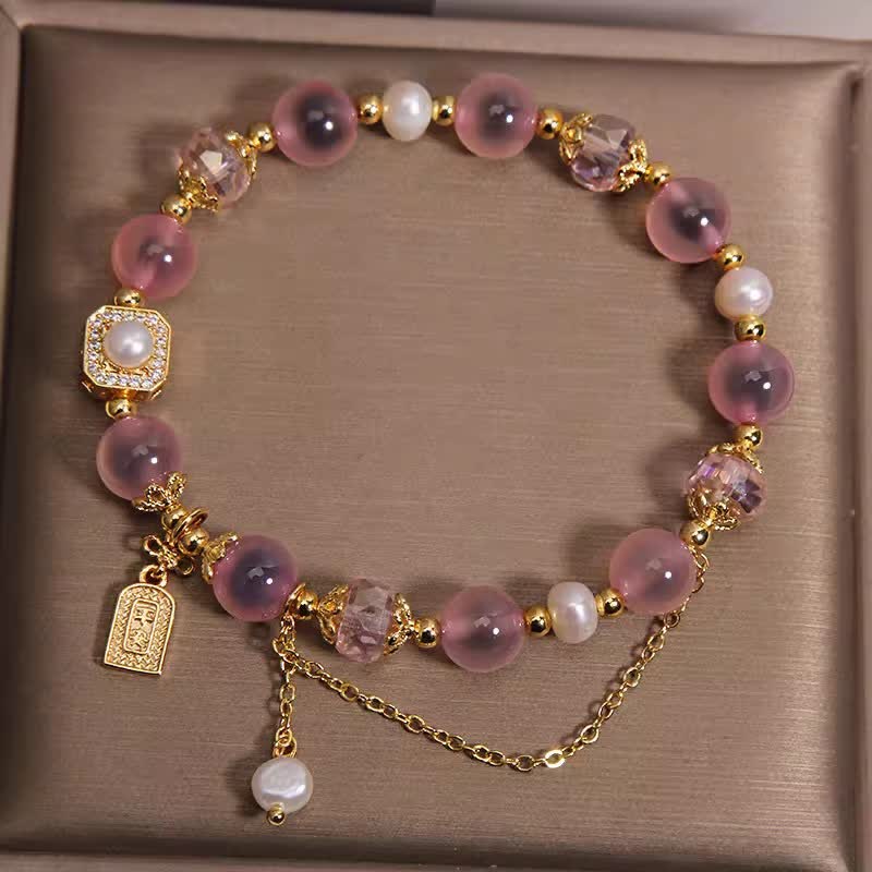 Buddha Stones Roze natuurlijke snoepagaat parel helende Armband - image 2