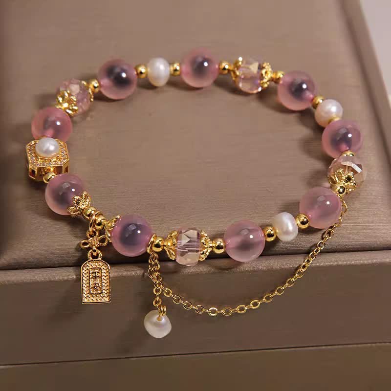 Buddha Stones Roze natuurlijke snoepagaat parel helende Armband - image 3