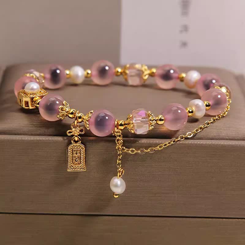Buddha Stones Roze natuurlijke snoepagaat parel helende Armband - image 7