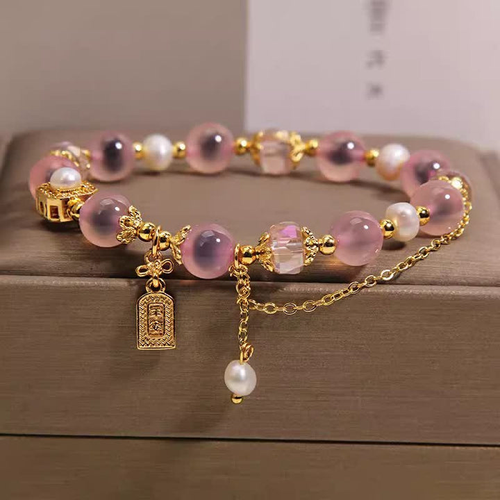 Buddha Stones Roze natuurlijke snoepagaat parel helende Armband - image 7
