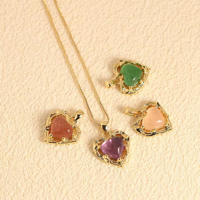 Buddha Stones Ketting in hartvorm met inleg van natuurlijke amethistkristallen - image 16