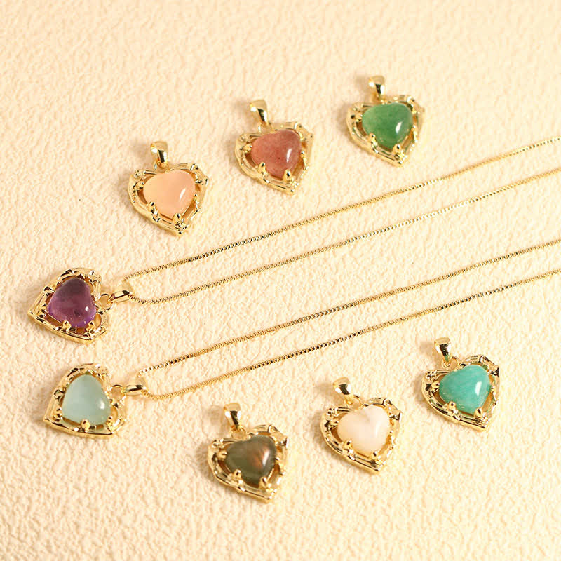 Buddha Stones Ketting in hartvorm met inleg van natuurlijke amethistkristallen - image 17