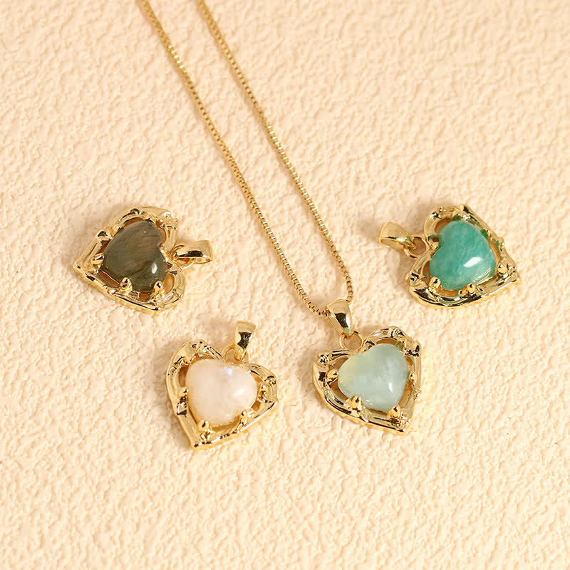 Buddha Stones Ketting in hartvorm met inleg van natuurlijke amethistkristallen - image 18