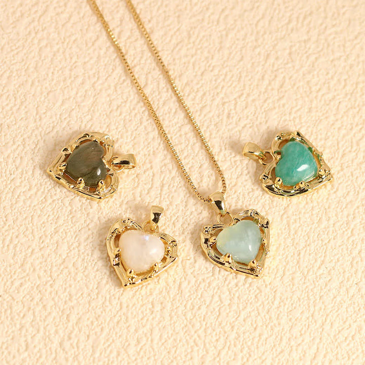 Buddha Stones Ketting in hartvorm met inleg van natuurlijke amethistkristallen - image 18