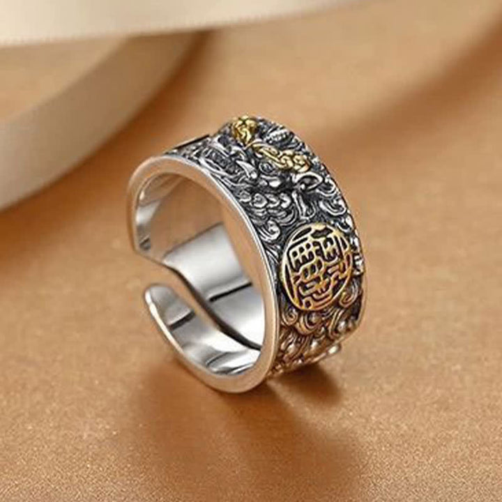 Buddha Stones PiXiu brede koperen open Ring - image 3