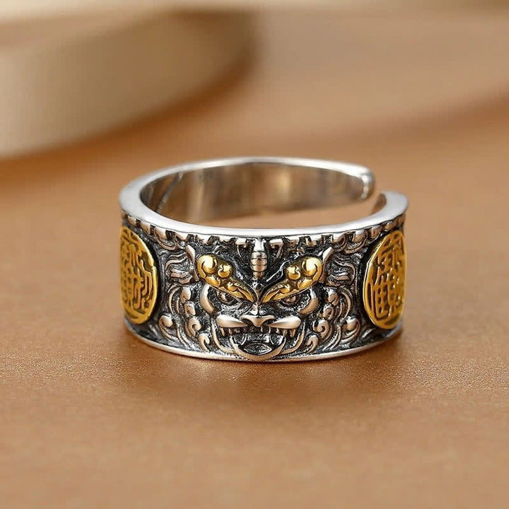 Buddha Stones PiXiu brede koperen open Ring - 18 mm-US 8 - image 0