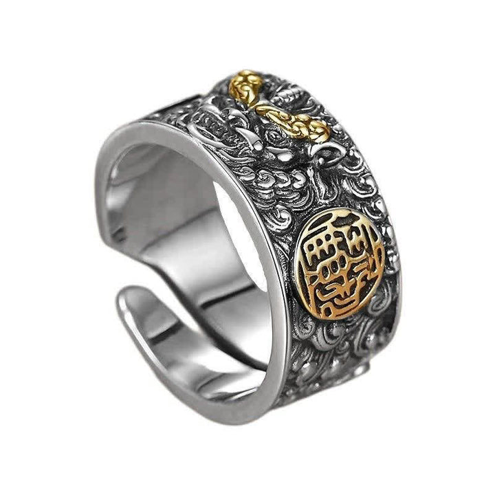 Buddha Stones PiXiu brede koperen open Ring - image 4