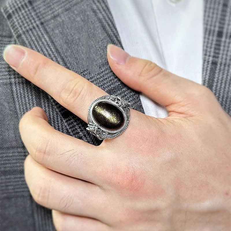Buddha Stones Verstelbare Ring van koperzwart onyx - image 2