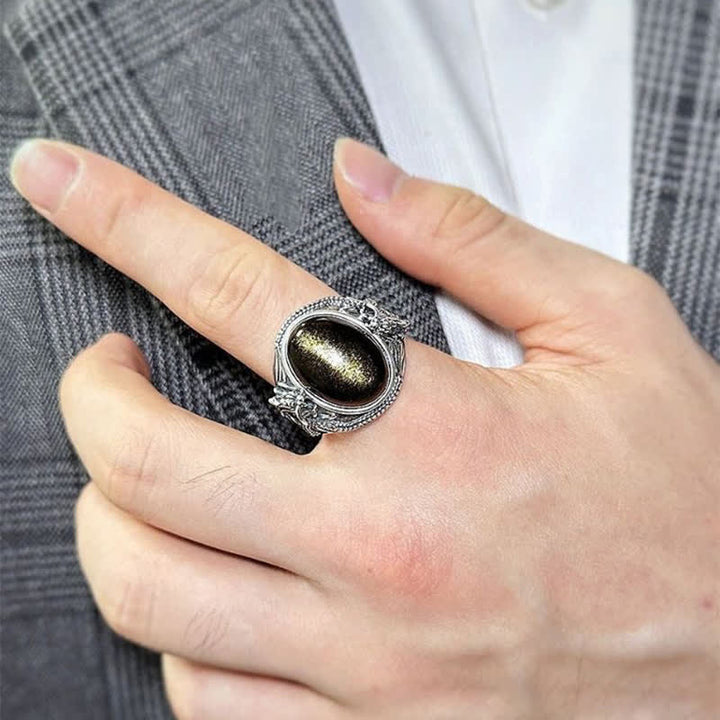 Buddha Stones Verstelbare Ring van koperzwart onyx - image 2