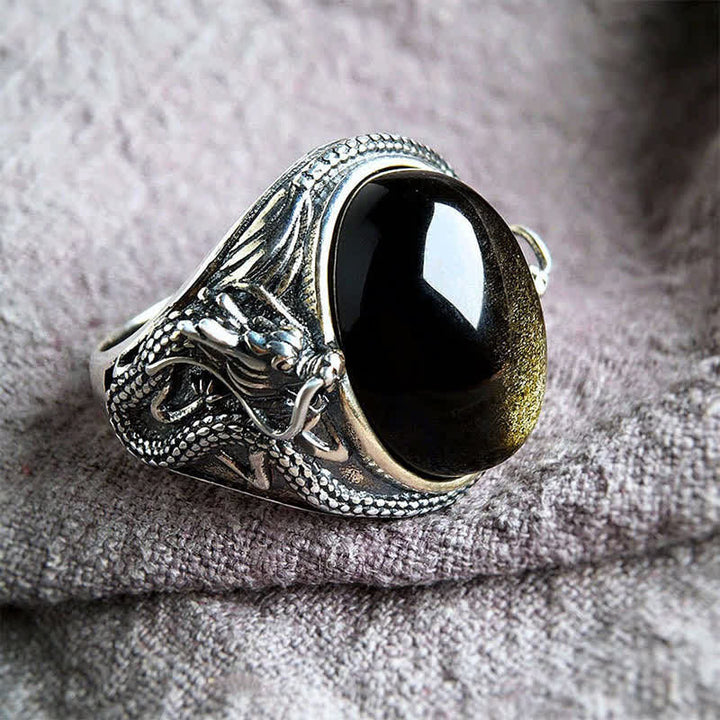 Buddha Stones Verstelbare Ring van koperzwart onyx - Koper (Rijkdom ♥ Geluk) - image 0