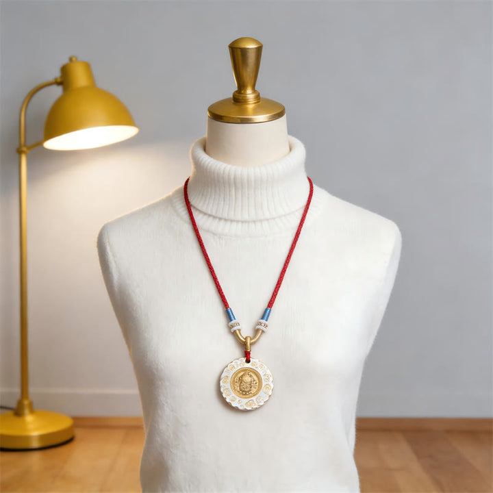 Buddha Stones Tibetaanse gele Jambhala God van de Rijkdom legering Ketting - image 8