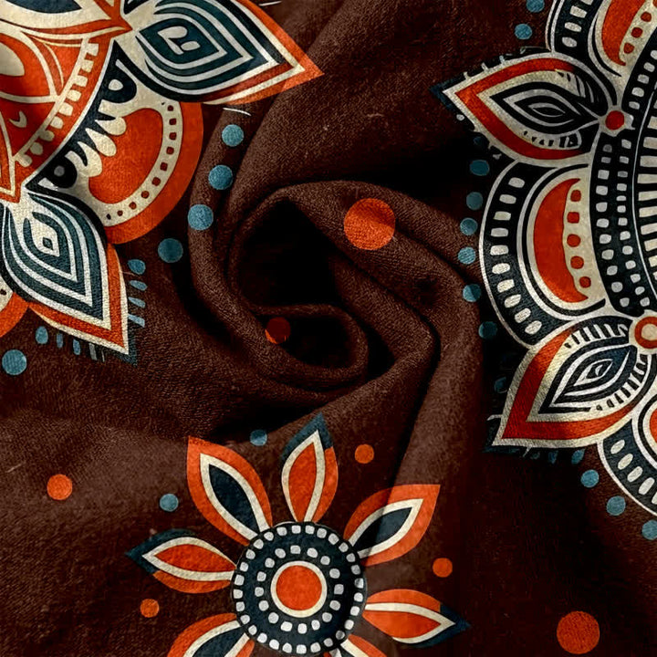 Buddha Stones Damesbroek van 100% Cotton met mandala-bloemenpatroon, elastische Taille en Zakken. - image 2