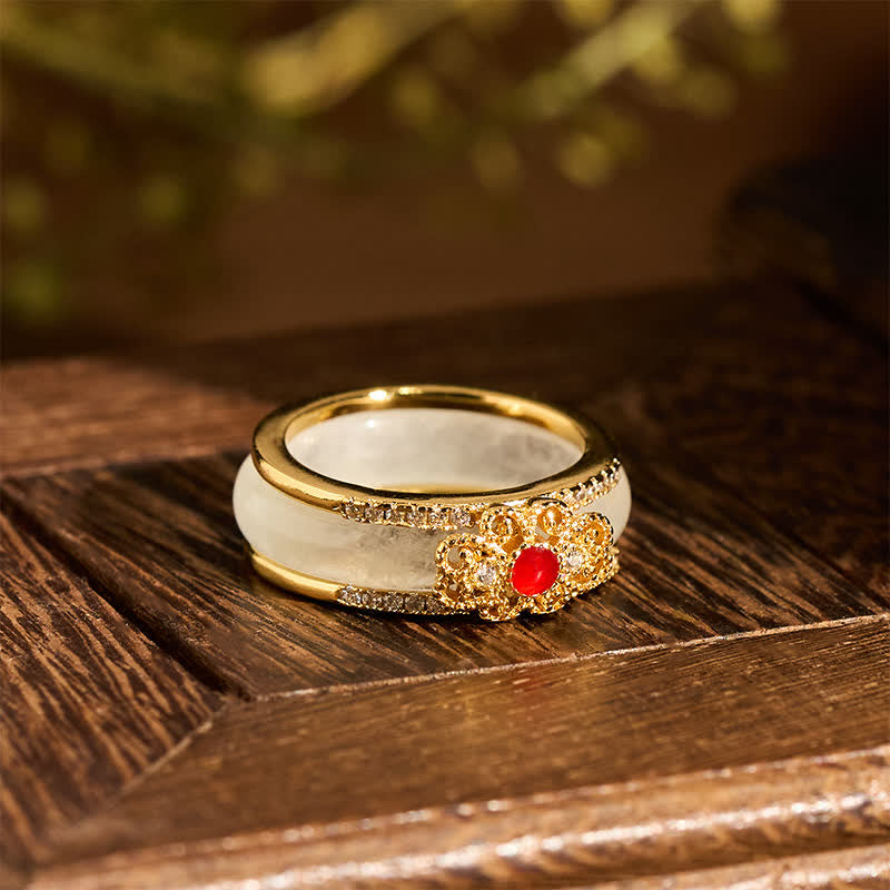Buddha Stones Verguld koperen glazen bloem Ring - image 2