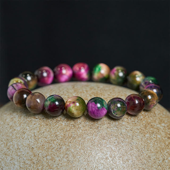 Buddha Stones Rode tijgeroog kleurrijke kralen Armband - image 3