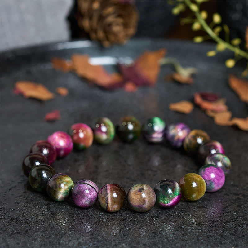 Buddha Stones Rode tijgeroog kleurrijke kralen Armband - 10mm rode tijgeroogsteen (Polsomtrek: 16-17 cm) - image 0